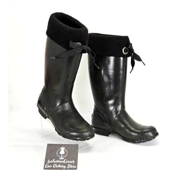 Bogs Women's Black Rubber Alex Solids Tall Lined Rain Boots Size 8 1713 - Picture 4 of 15